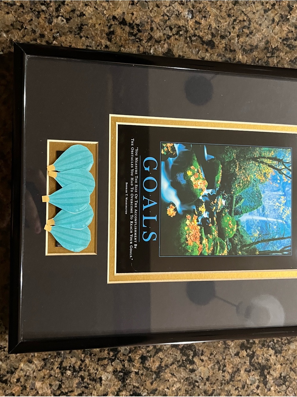 Inspirational 'GOALS' Framed Art Print in Teal and Gold